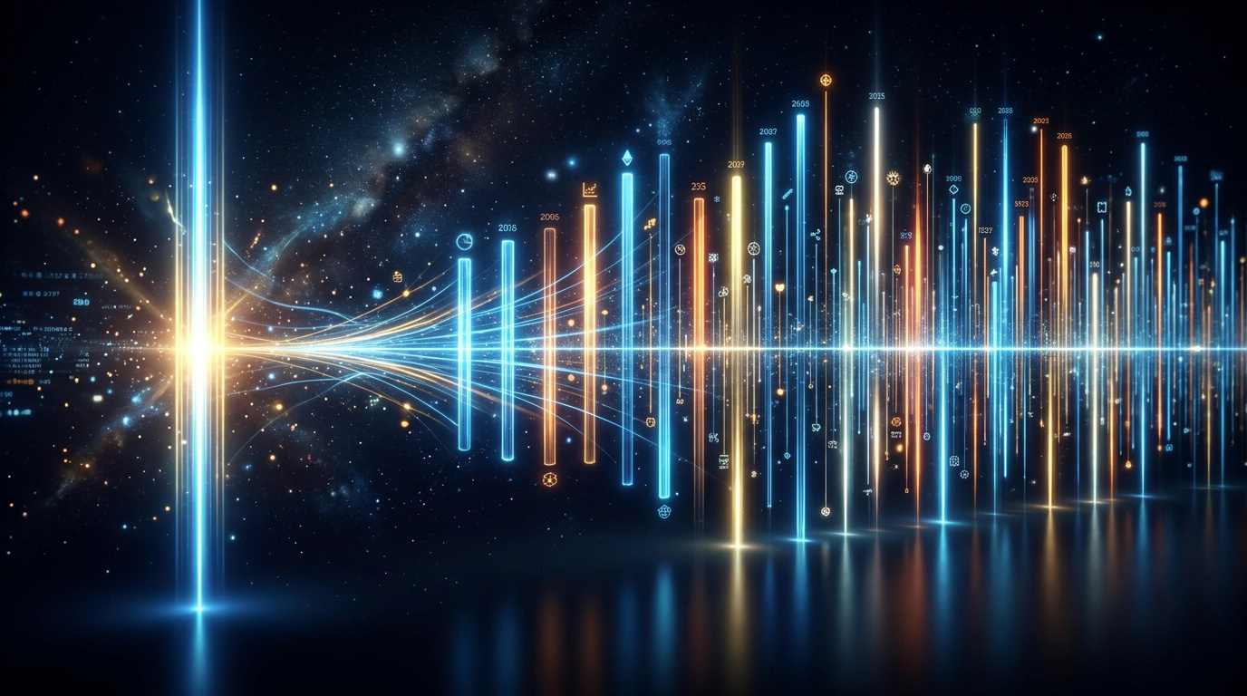 Zeitleiste die eine Säule in mehrere Lichtsäulen verwandelt