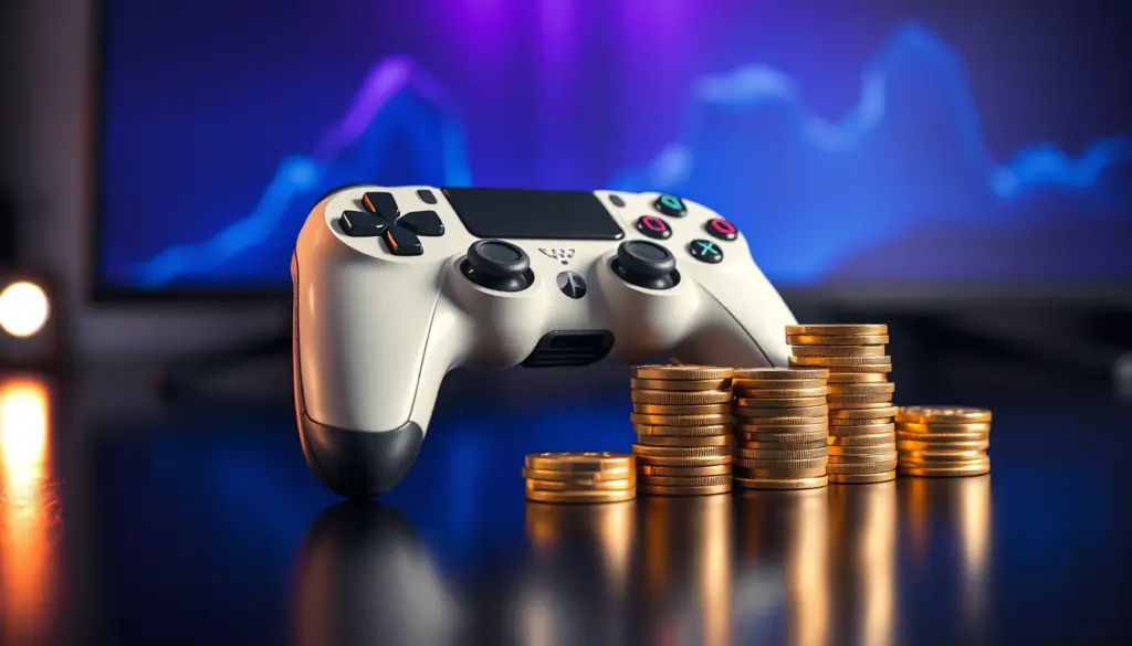 PlayStation controller beside stacked gold coins symbolizing rising PS Plus subscription prices