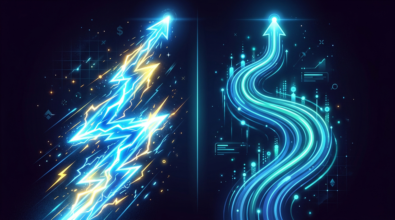 Two payment paths, one fast lightning one steady slower flow