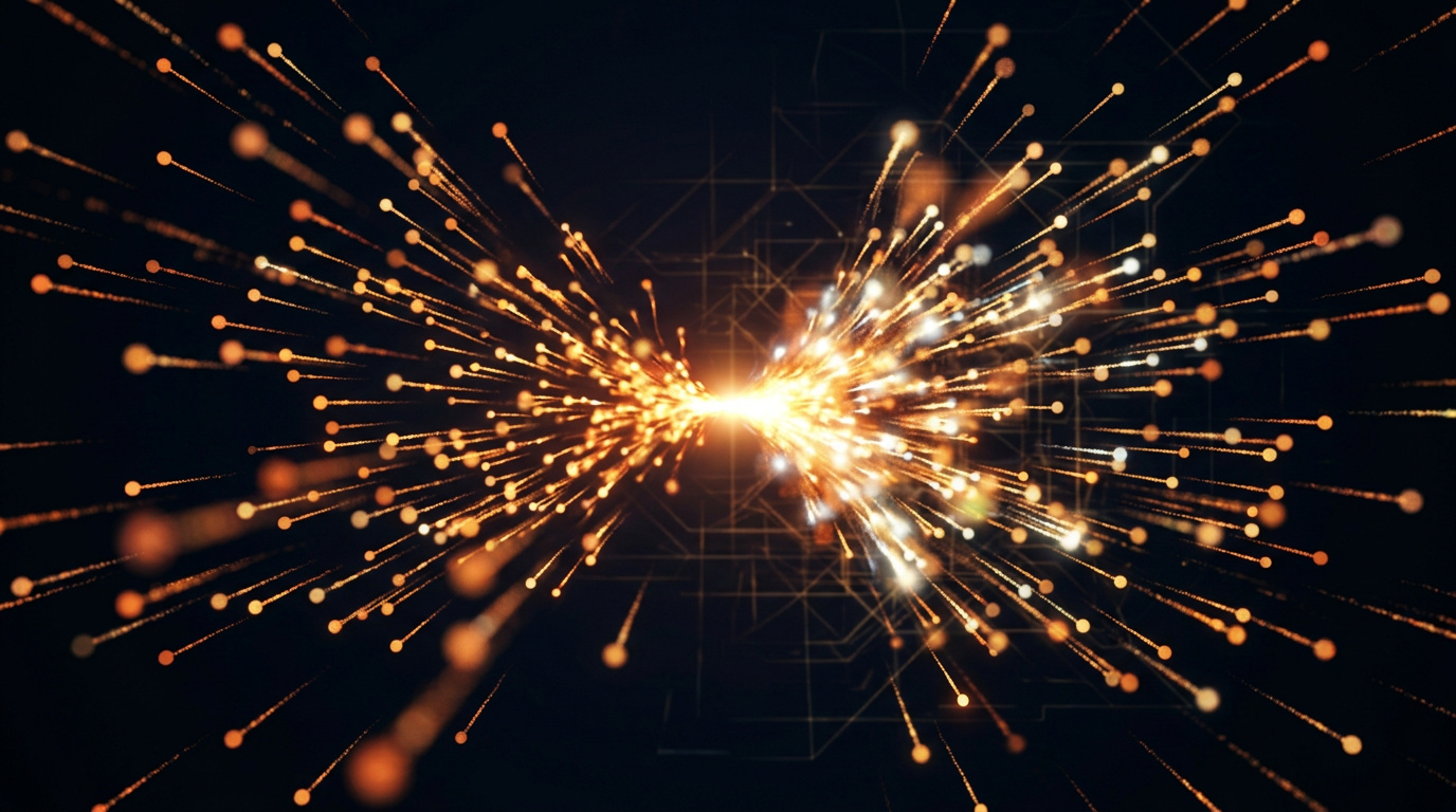 Multiple seed particles merging into a single point of light