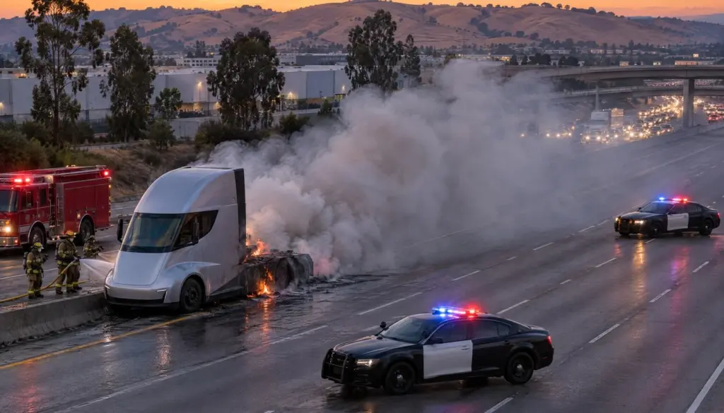 Tesla Semi Fire: I-880 Reopened 7 Hours Apart [2026]